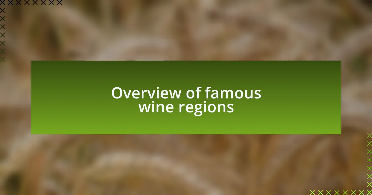 Overview of famous wine regions