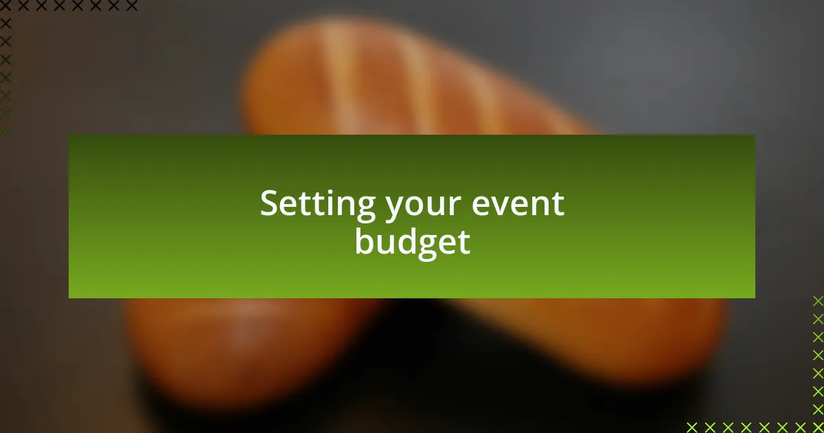 Setting your event budget