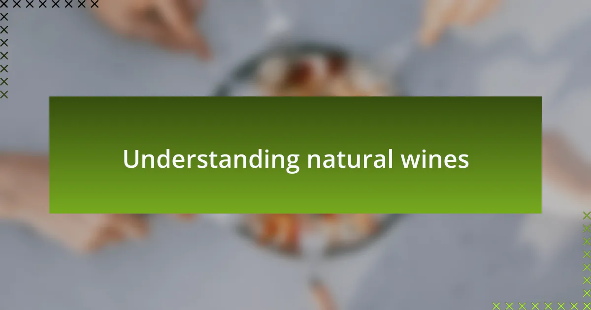 Understanding natural wines